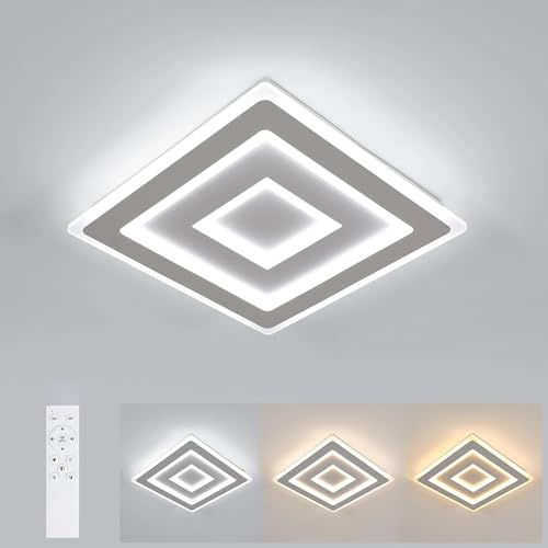 Comely Lámpara de Techo LED Regulable Cuadrada 52 W – 5850 lm – 3000 K-6500 K con Control Remoto – Plafón Moderno Blanco 40 cm para Dormitorio y Salón