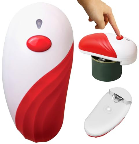 Can Openers for Seniors Electric Can Opener for Any Can Sizes Hand Free Automatic Can Opener Portable Battery Operated Can Openers for Seniors with Smooth Edge Red