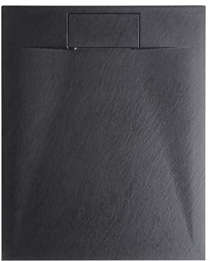Minimalistiskt Duschkar med Avlopp SMC Naturstenseffekt Svart 80 x 120 x 3 cm Azzurro