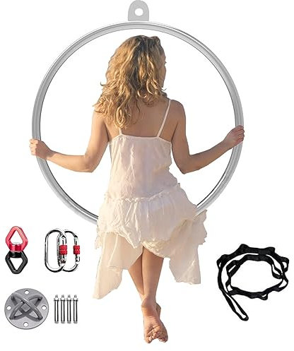 WJFTODAY Aerial Hoop, Hoop, Aerial Rings Equipment, Single Point Hoop, Edelstahl Aerial HEdelstahl Aerial Hoop Set, für Erial Dancing Training Zirkus Requisiten, mit Aerial Rigging,A,Durchmesser 85cm