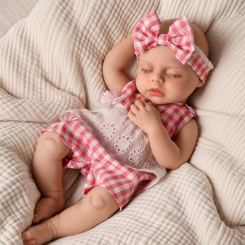 BABESIDE Bambola Neonata 40cm in Silicone - Addormentata Realistica Silicone Completo Bambole - Neonato Ragazza con Caja de Regalo, apto para Niños Mayores de 3 Años