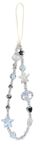 BelleVive Pulsera de Perlas para cámara, Encantador Accesorio para cámaras Digitales, Correas para teléfonos móviles, Cadena de Perlas para Bolsos de teléfono, llaveros, Correa antiperdida, Azul