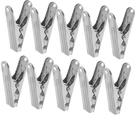 MALUGOGO 10pezzi Mollette per Bucato in Acciaio Inox Clip per Appendere Vestiti Adatte per Uso Interno ed Esterno Morsetti per Bucato Resistenti