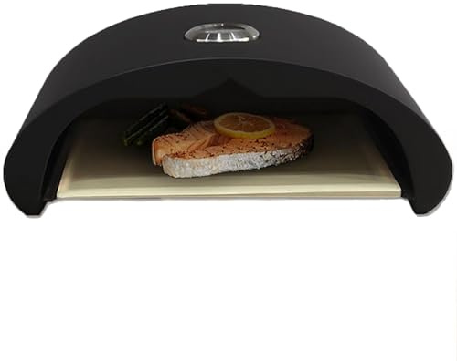 DOJBK Four À Pizza Portatif D'extérieur De 30 Cm, avec Thermomètre Intégré Et Pierre À Pizza, Température Maximale De 270 °C, pour Cuisiner en Extérieur, À La Maison Ou en Soirée.