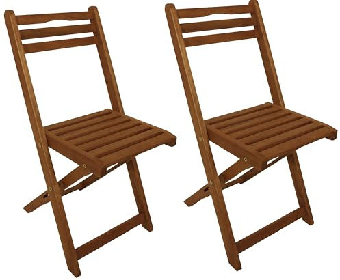 DEGAMO 2X Holz Klappstuhl Gartenstuhl, Eukalyptus braun geölt, FSC®-Zertifiziert, Outdoor