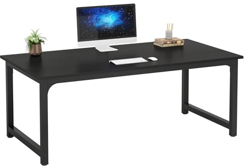 Tribesigns Schreibtisch, 160 x 80 cm großer Computertisch, Bürotisch, für Arbeitszimmer, Arbeitsstation für das Heimbüro, Moderner Einfacher Stil, Schwarz