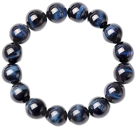 12 mm naturliga blå tigeröga armband Hawk ädelsten Rund Stretch Crystal Bead