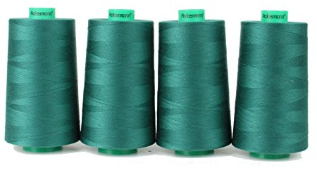 Ackermann Nähgarn Smaragdgrün (7342), 4x 5.000 m Konen (20.000 m) – Universal-Garn 100% Polyester, Stärke 120, OEKO-TEX, für Overlock- und Nähmaschinen