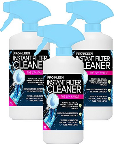 Pro-Kleen Instant Hot Tub & Spa Filter Cleaner Spray (3 x 1L) - Improves Efficiency of Filter - Suitable for all Hot Tubs, Pools & Spas