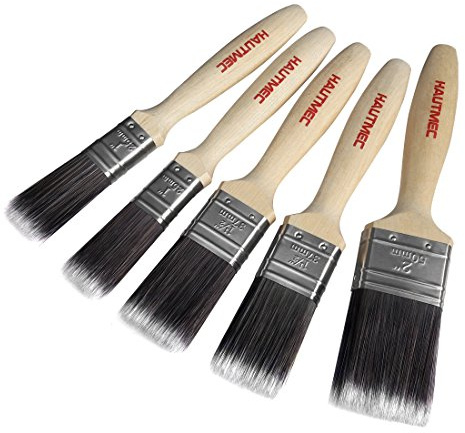 HAUTMEC Flachpinsel 5er Pack – Professionelle weiche Malerpinsel mit Holzgriff, ideal für Möbel, Wände, Türen und Innen- sowie Außendekoration