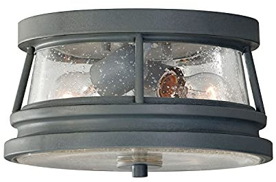 Licht-Erlebnisse Deckenleuchte für Außen in Grau antik Ø28cm IP44 Maritime Lampe Außenleuchte Balkon Terrasse