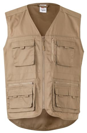 VELILLA 105901; Chaleco Multibolsillos; Color Beige Arena; Talla M