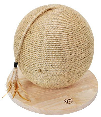 VOSS.PET Premium Kratzspielzeug in Kugelform aus Jute-Seilen, Vesta, 30x30cm, Kratzbaum