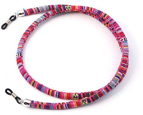 Inzopo Praktische Brille Sonnenbrille Baumwolle Hals String Cord Retainer Strap Eyewear Lanyard Halter High End Ethno Rope Brillenkette, rose, One size