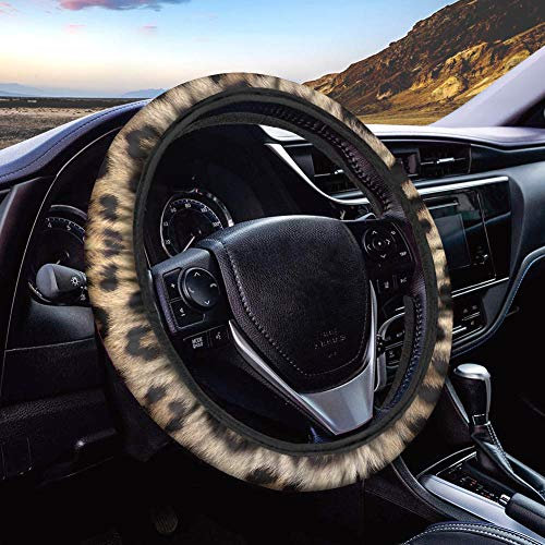 Showudesigns Universal Lenkradbezug Neopren Elastisch Weich Geparden-Lenkradabdeckungen für Frauen Mädchen Leopard Autozubehör Schweißabsorption