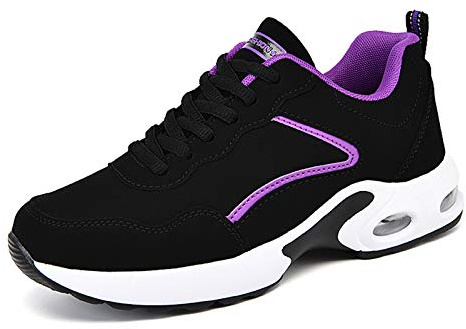 Womens Trainers Lightweight Running Walking Shoes Air Cushion Sneakers Black Purple
