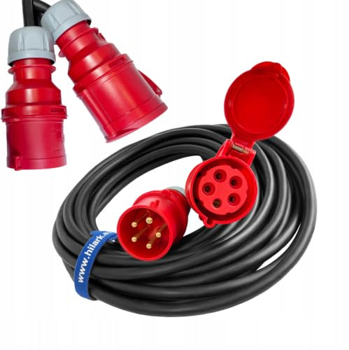 CEE Verlängerungskabel Gummi H07RN-F 5g6 mm2 32A IP44 gerader Stecker und Steckdose 50m