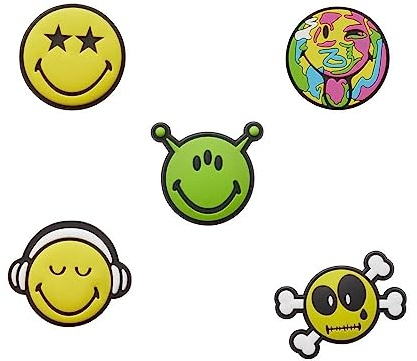 Crocs Unisex-Erwachsene Smiley 5 Stück Schuhanhänger