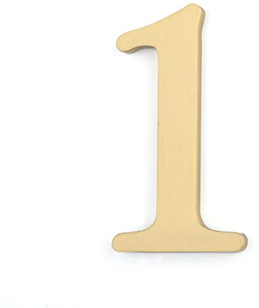 Zayookey Números de buzón de correo de latón macizo de 1.77 pulgadas, signos de número de casa, autoadhesivos, para placa de calle, hogar, apartamento (4,5 cm, número de puerta 1)