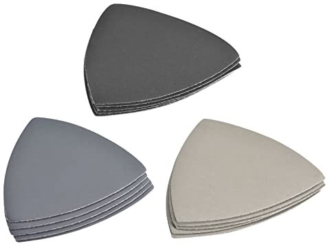 sourcing map 15 Stück Dreieck Detailschleifer Schleifpapier Satz 800/1500/3000 Körnung 3-1/2 Zoll Klett Siliziumkarbid Schleifpads