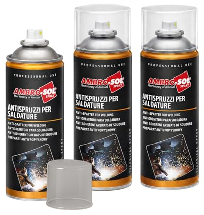 Bomboletta Spray Antispruzzi per Saldature da 400ml, protegge ingranaggi, previene la formazione di corrosione, spray per saldatrice evita Adesione di Scorie e Gocce di Saldatura Varie Quant. (3) - F