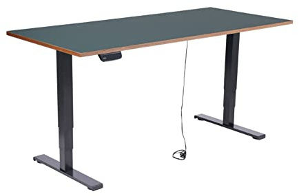 Imstande - höhenverstellbarer Schreibtisch I Business I Tischgestell elektrisch höhenverstellbar von 62-128cm, schwarz mit Tischplatte Smokey Blue blau 160 x 80cm