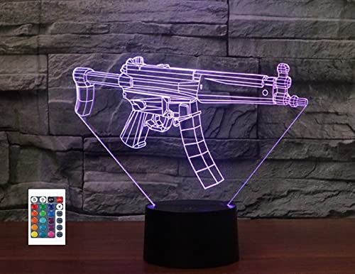 SUPERRUIDALONG 3D Pistolen Fernbedienung 16 Farben Nachtlichter Illusion Acryl LED-Tisch Nachttischlampe Kinderzimmer Schreibtisch Dekoration Geburtstagsgeschenke Spielzeug für Kinder