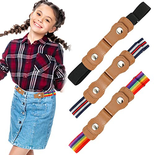 3 Stück Elastischer Gürtel Ohne Schnalle, Einstellbar Schnallenfreier Gürtel Für Kinder, Damen, Jungen Und Mädchen, 37cm-57cm (3 Farben)