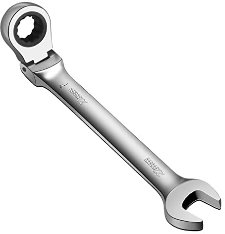 WISEUP Flexible Ratschenschlüssel, 22mm, 180° winkelverstellbar schraubenschlüssel, Industrie rutschfest Aufwandseinsparung Ringschlüssel werkzeug
