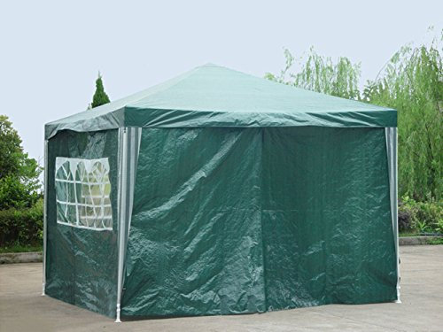 Panana 3 x 3 Metres Fully Waterproof Gazebo Tent Marquee Awning Canopy with 3 Zip Up Side Panels and Powder Coated Steel Frame for Outdoor Wedding Garden Party (Green)
