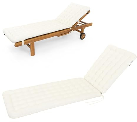 HAVE A SEAT Living - Sonnenliege Auflage Luxury | 200x60 cm - Bequeme Gartenliege Auflage, 8 cm Dick - Waschbar bis 95°C, Orthopädisch, Wetterfest - Made in Germany (200x60 cm, Weiß)