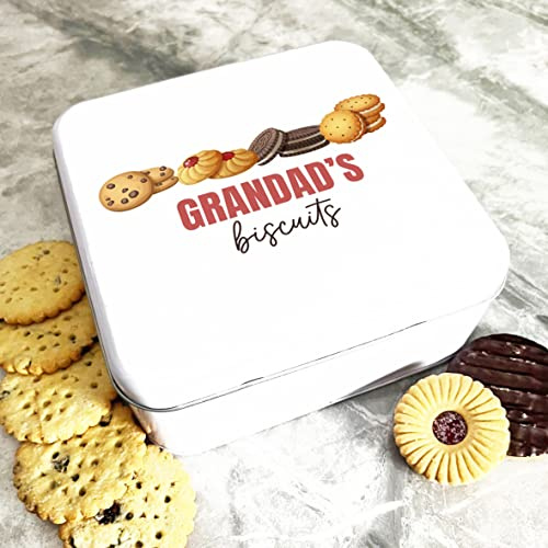 Fingerprint Designs Square Grandad's Biscuits Assortment Personalised Biscuit Tin