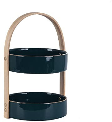 OQHAIR Soporte para Tartas con Dos Cajas de Frutas secas de cerámica de Doble Capa, Soporte para Tartas, Soporte de exhibición para Tienda de postres, Soporte para Tartas de cumpleaños, s