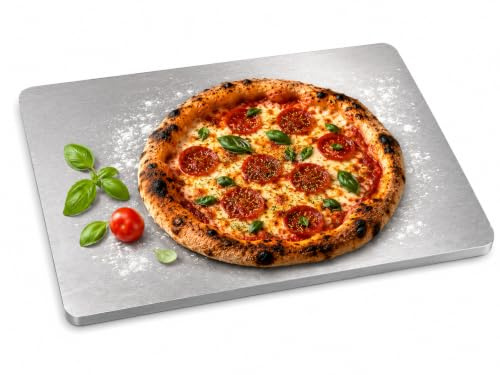 Werk24 Backstahl 38 x 33 cm, 8 mm Pizzastahl für Pizza, Brot und Flammkuchen, massiver Backstahl für Backofen und Grill