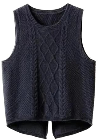 SWEPER Women'S Knitted Sleeveless Vest - Autumn And Winter Twisted Knitted Vest Sleeveless Knitted Sweater Vest Women Woolen Vest Women'S Round Neck Tank Top,Black,M