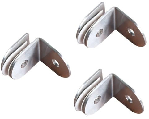 BESTonZON 3pcs Elegant Wire Drawing Process Stainless Steel Glass Clamp Micro Bathroom Rack Shower Splash Guard Glass