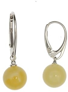 Orecchini in ambra di Artisana, eleganti orecchini a sfera gialla, in argento sterling 925/000, Ambra baltica argento sterling 925/000, Ambra