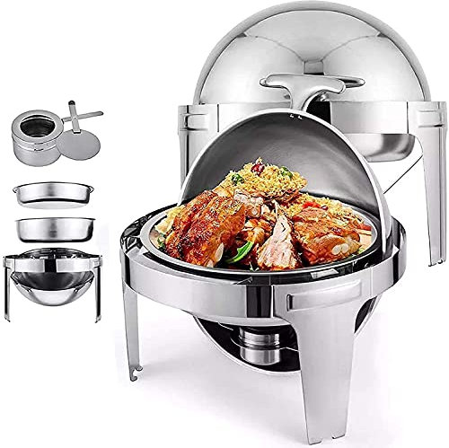 6,8-Liter-Rolltop-Chafing-Dish in voller Größe, Chafer- und Buffetwärmer-Set aus Edelstahl für Buffets/Hochzeiten/Partys/Bankette/Catering-Events