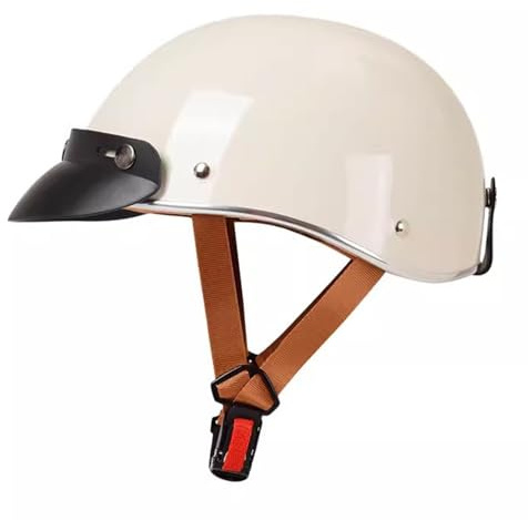 Casques Jet, Demi-Casque Moto Vintage Homologué ECE, Rétro Casques Bols avec Boucle à Dégagement Rapide Réglable, Casque Ouvert pour Scooter Vélo Cruiser 8,M