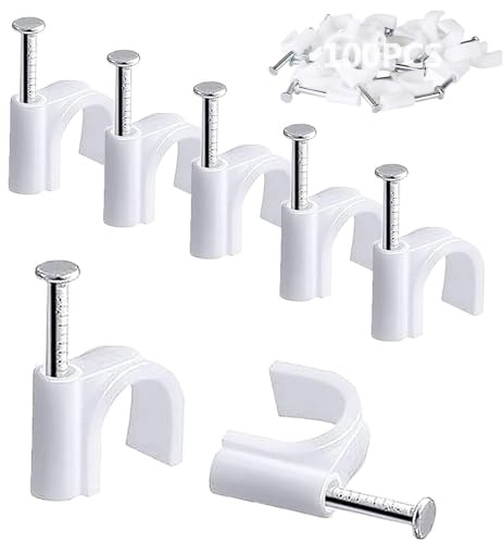 100 morsetti per cavi rotondi, colore bianco, 4 mm, per la gestione dei cavi, morsetti per cavi elettrici, per Ethernet, cavi elettrici, ciabatta a parete