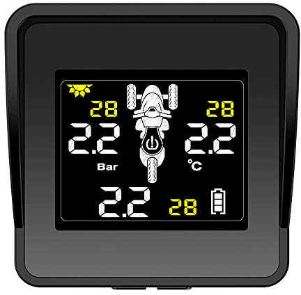 Qiaohome Système de surveillance solaire sans fil de la pression des pneus de moto TPMS Moniteur de pression des pneus écran LCD 3 capteurs externes