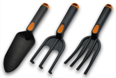 3 Piece Garden Tools Set - Wide Spade, Fork, Garden Claw, Gardening Hand Tools Set, Fiberglass Handles
