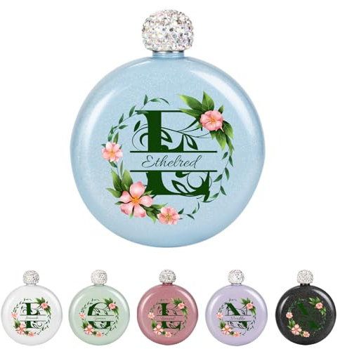 Personalized Cute Lady's Flask with Sparkling Rhinestone Cap