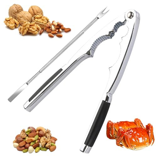 LXYYDS Cascanueces Acero Inoxidable, Cascanueces de Metal, Cascanueces Antideslizante, Nueces Cascanueces con Tenedores, Abridor de Nogal, Alicates Romper nueces para Nueces, Avellanas, Almendras
