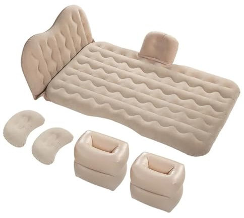 SZYNBQ Auto Luftmatratzen Kompatibel Mit Jeep 120 cm * 29 cm Automatratze Rücksitz Isomatte Matte Isoliertes SUV Luftbett Hochleistungs-aufblasbares Autobett Luftmatratze(Beige)