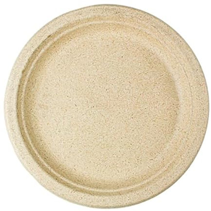 Monouso | 50 Platos de Pulpa de Trigo Natural, Ø23 cm, Plato Llano, Biodegradable, Compostable, Apto para Microondas, Horno y Congelador, Restauración y Sector Hostelero