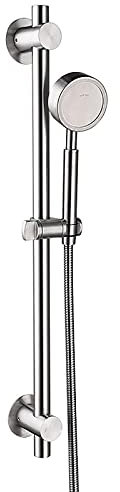 LLMTYO Barre coulissante de Douche réglable en Acier Inoxydable brossé, Barre coulissante de Douche Murale avec Support de pommeau de Douche réglable, Douche à Main, Tuyau de Douche