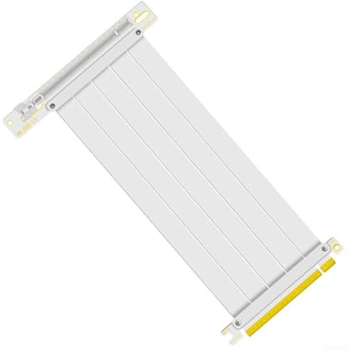 Hasaller PCIE 4.0 X16 High Speed Flexible Extender Riser Cable 180 Degree Double Sided Reverse PCIE 4.0 VGA Extension Cable Right Angle Shielded High Speed GPU Extension Cable(40cm White)