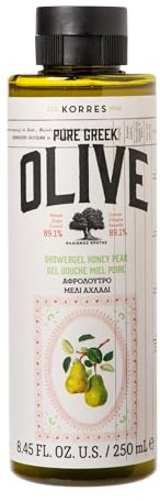 Korres oliv & honungspäda duschgel, närande duschgel med olivolja & päron extrakt, fuktgivande och dermatologiskt testad, mild rengöring för alla hudtyper, vegansk 250 ml