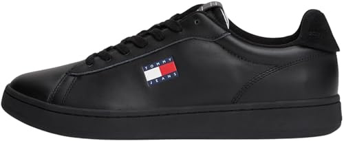 Tommy Jeans Baskets Cuvette Homme Archive '98 en Cuir, Noir (Black), 44